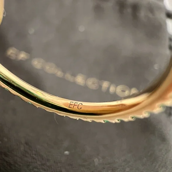 EF Collection 14K Yellow Gold Emerald Eternity Stacking Ring - Picture 8 of 12